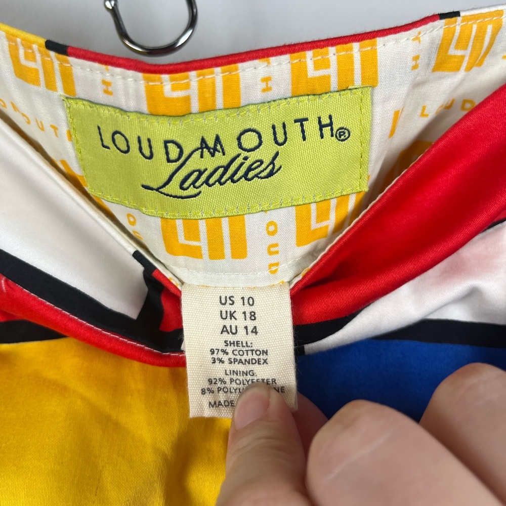 Loudmouth geometric Mondrian print retro women's golf Dutch treat mini skirt 10 - Picture 2 of 5
